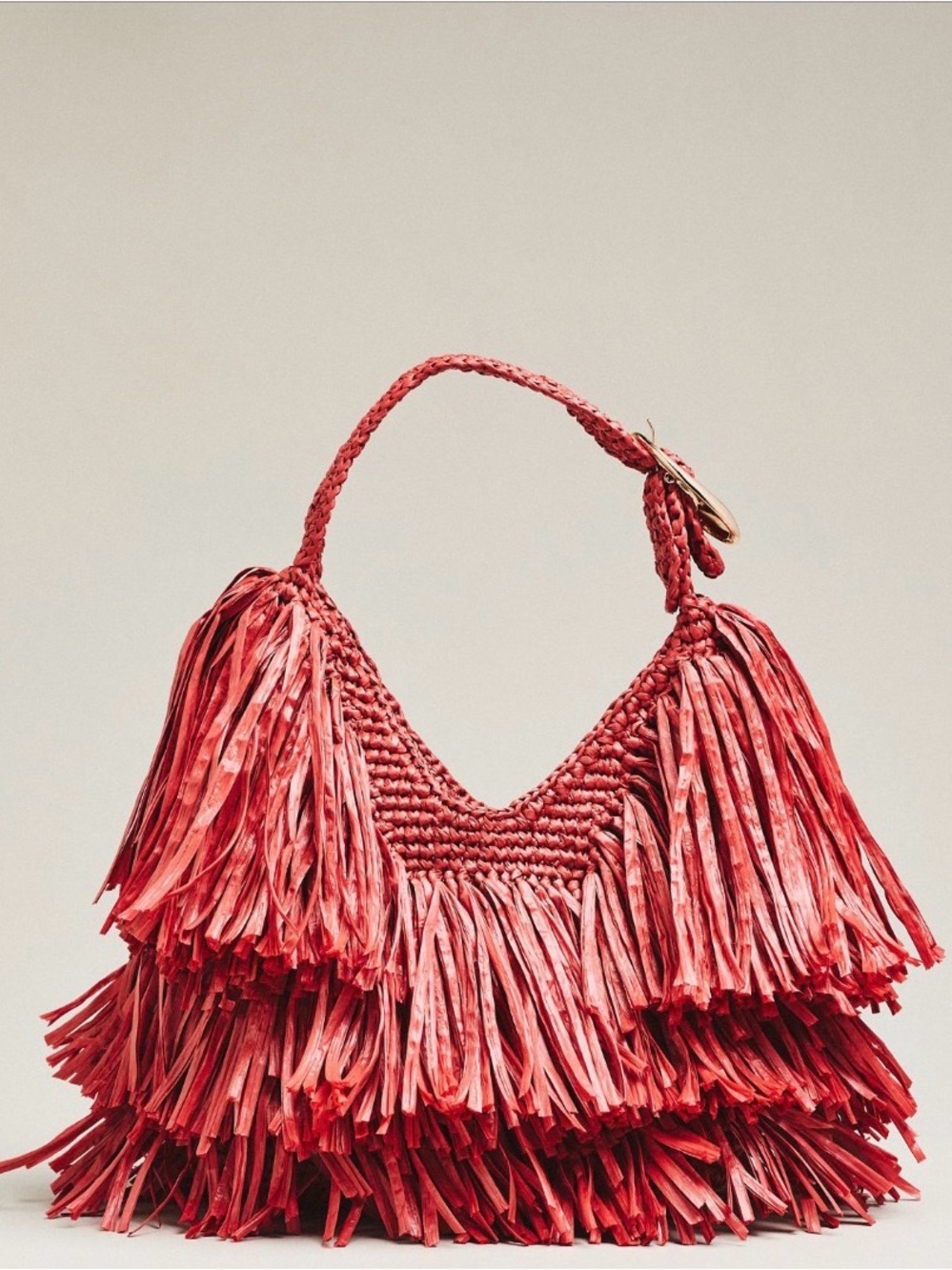 Rose Fringe Straw Hobo Bag - Unbranded - Picture 2 of 4